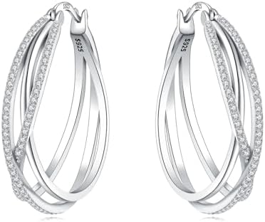925 Sterling Silver Hoop Earrings for Women Hypoallergenic Sterli...