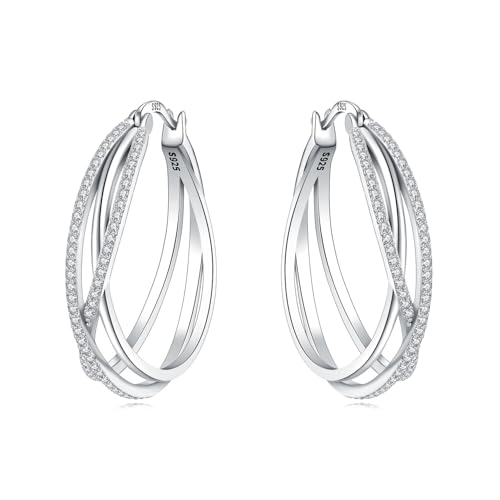CYMYSS 925 Sterling Silver Hoop Earrings for Women Hypoallergenic Sterling Silver Huggies Earrings for Women