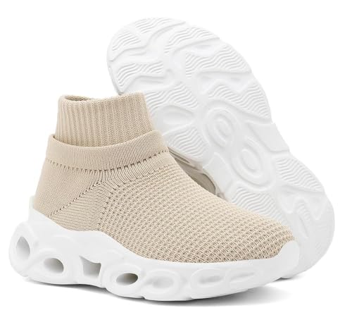 FUNCOS Boys & Girls High Top Sneakers (Little Kid/Big Kid), Slip On Tennis Running Shoes, Lightweight Breathable Mesh, Non-Slip Rubber Sole3