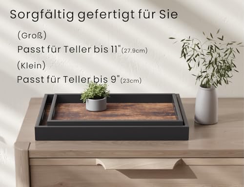 Fibogollo Serviertablett 2er-Set Holz mit Griffen Frühstückstablett – Bild 3