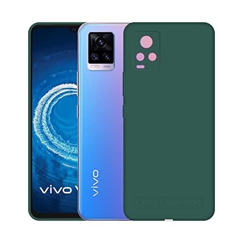 Image of Case Creation Liquid TPU Silicone Cover for Vivo V20 Soft Case,Anti-Dirty Slim Case Frosted Matte Cute Candy TPU Raised Bezel (Splash of Color) Back Case Cover for VivoV20 -Lake Green