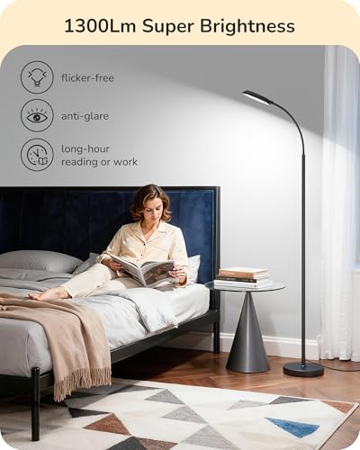 Image of EDISHINE LED Floor Lamp 1300LM Super Bright Reading Floor Lamps Black