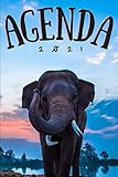  Agenda 2021 elefante: Agenda 2021 semana vista elefantes - una Semana en dos Páginas - organizador - planificador semanal y mensual 12 meses A5 - ... - regalo para mujer hombre Elephants lovers