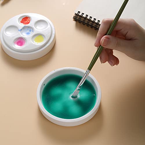 Ceramic Paint Palettes Porcelain Paint Mixing Tray Saucer Nesting Trays for Watercolor Gouache Painting,5 Wells,4 inch Stackable. - Image 5