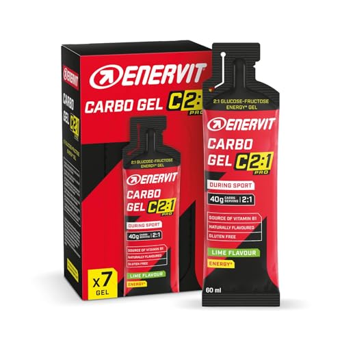Enervit Carbo Gel C2:1PRO Mango Energie Gel mit 40g Kohlenhydraten pro Portion 50% schneller absorbierte Kohlenhydrate Mango-Geschmack Vegan Glutenfrei Leichtverdaulich 7 Packungen à 60ml