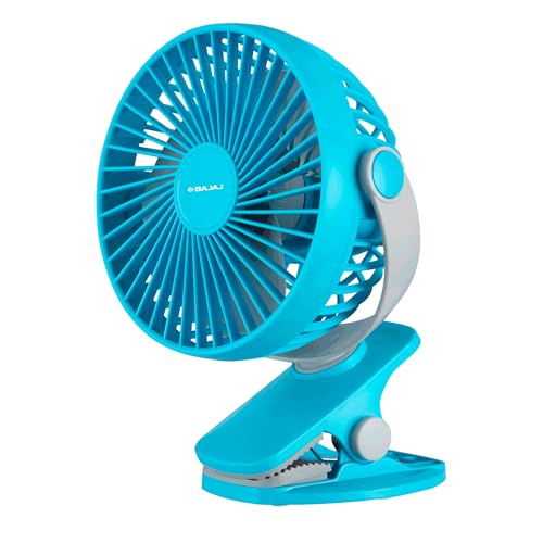 Image of Bajaj Pygmy Mini Fan 110MM | USB Charging | Multi-Clip Function | Rechargeable | 4-Hr Back-up | Silent Operation | Longer Battery Life | Energy Efficient | Portable 【Blue】