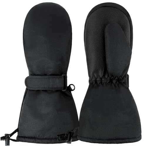 Image of Duoyeree Toddler Winter Gloves, Waterproof Fleece Lined Ski Mittens 1-6Y | Waterproof outer fabric with thick soft lining, keeps toddlers' hands dry and warm during snow play
