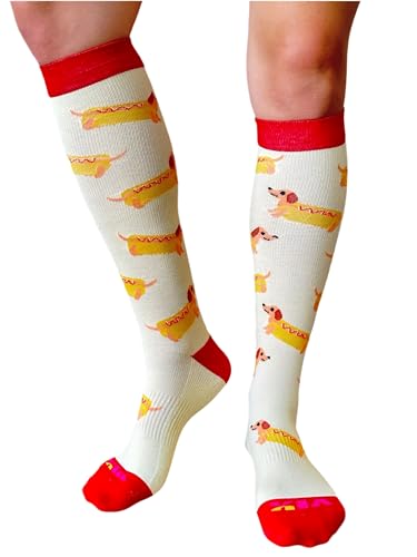 Vix Cute & Comfy Everyday Viscose Compression Socks 15-20 mmHg, Wiener Dog