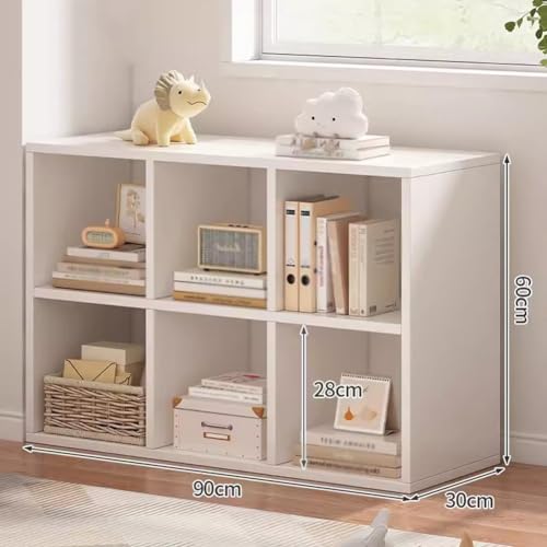 Estantería de madera horizontal con cubos amplios y estructura moderna 3