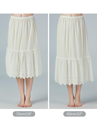 Image of BEAUTELICATE Half Slip Skirt Extender 100% Cotton Vintage Underskirt with Lace Embroidery
