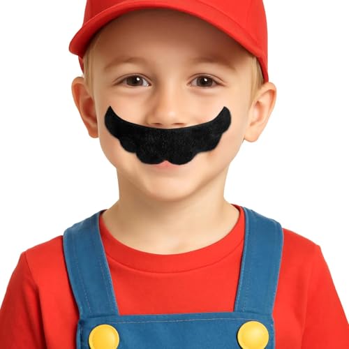 Self Adhesive Fake Mustache Novelty Black Fake Mustache for Adults Costume Accessory for Halloween Style A (Kids)