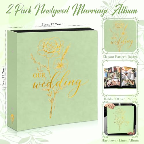 Álbum de fotos de boda antiarrugas con 600 bolsillos para organizar recuerdos guardados 3