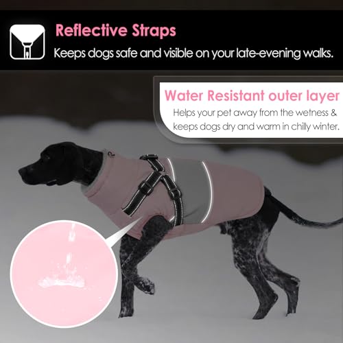 Image of AOFITEE Small Dog Coat, Dog Winter Coat with Harness Built in, Warm Dogs Jacket with Zipper & Polar Fleece Collar, Waterproof Pet Snow Jacket Snowsuit for Schnauzer, Chihuahua Yorkshire, S