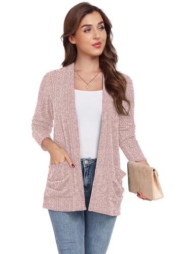 Image of GRECERELLE Womens Long Sleeve Lightweight Open Front V-Neck Casual Cardigan Sweaters Outerwear with Pockets 2025, S-2XL