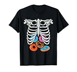 scheletro donuts rib cage divertente halloween costume cosplay maglietta