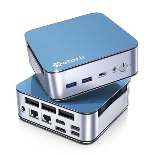 Getorli Mini PC AMD Ryzen 5 6600H (6C/12T, Max 4.5 GHz) Small Desktop Computer 16GB LP DDR5 RAM 512GB SSD Compact PCs Prebuilt OS 4K HDMI DP WiFi 6 BT5.3 Dual LAN(1000Mbps) Business Office H