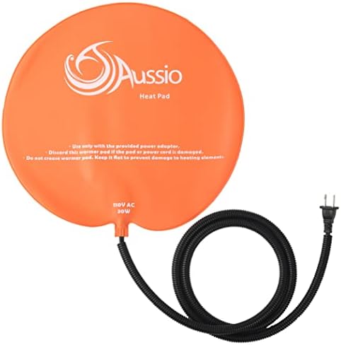 30W 14" Max. 130℉ Round Plastic Waterproof Heat Mat for Pet Cat Chicken Guinea Pig Reptile Terrarium with Anti-Bite Cord Sleeve