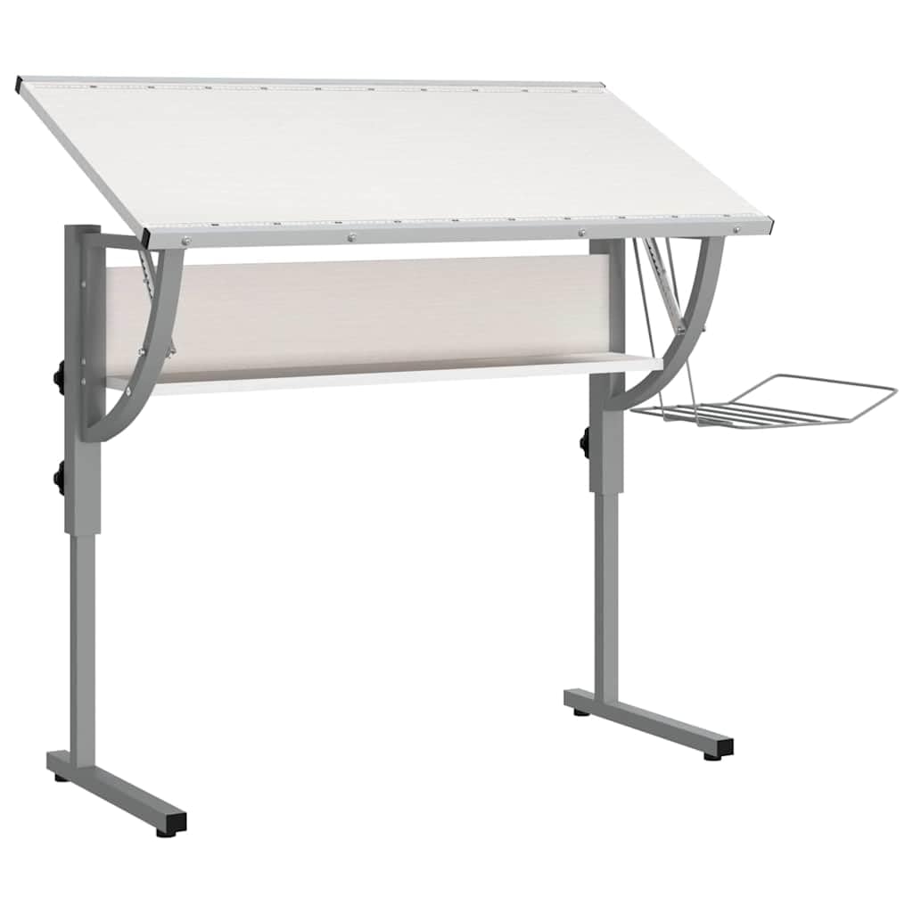 Escritorio ajustable blanco y gris 110 x 53 cm madera multicapa acero