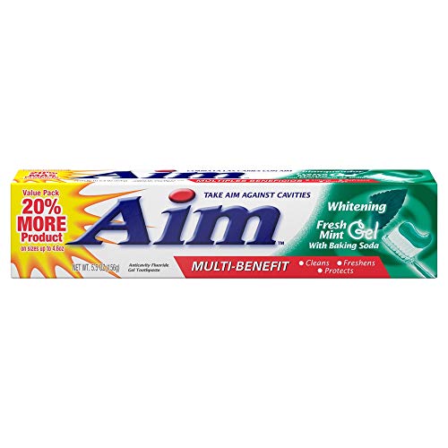 Aim Whitening Anticavity Fluoride Toothpaste Gel Fresh Mint - 5.5 oz, Pack of 4 image 2