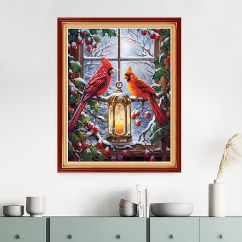 Image of Dimensean Stamped Cross Stitch Kits Full Range of Embroidery Patterns Starter Kits for Beginners Adult DIY Cross Stitches Needlepoint Kits 11CT-Window sill Parrot 16x20 inch