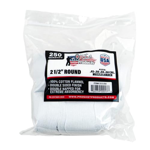 Gun Cleaning Patches - 250 Count - 2 1/2 Inch - Round