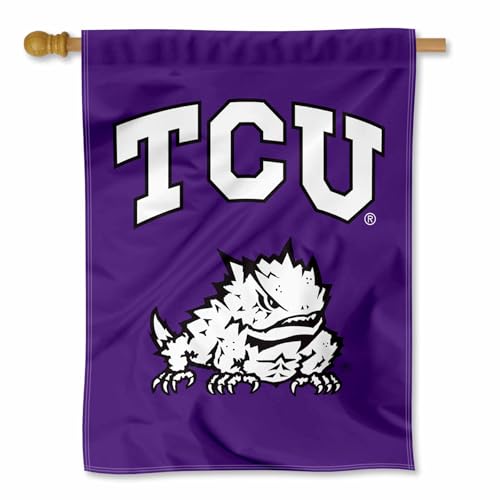 Texas Christian Horned Frogs Logo Double Sided House Banner Flag