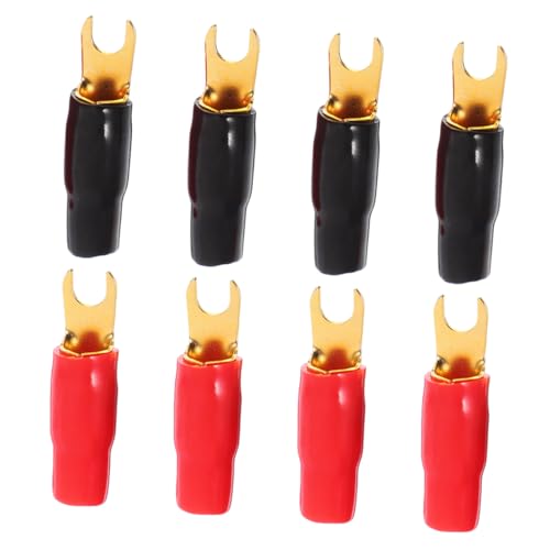 Veemoon 4 Pairs 0ga Amp Connectors Spade Fork Terminal Speaker Wire Connectors Crimp Terminals for Automotive Audio Systems