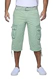 X RAY Men's Belted Long Cargo Shorts for Men, Below Knee Length Mens Cargo Shorts, 3/4 Pants (Big and Tall Shorts for Men) Pastel Green 52