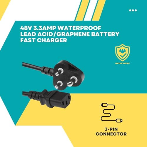 Image of 48V 3.3A Waterproof Electric Scooter Charger for E-Bike | Lead Acid & Graphene Battery Charger | 24Ah-32Ah (4x12V) | Fast & Rapid Charging | 4 Battery Electric Scooter Charger