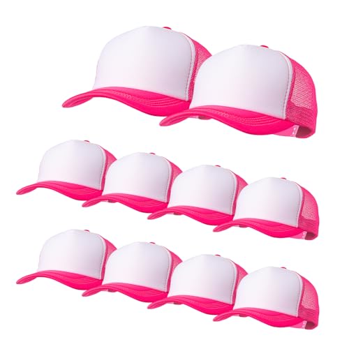 Image of 10 Pack of Blank Trucker Hat Bulk Mesh Cap Men and Women Baseball Cap DIY Graffiti Hot Stamping Duck Tongue Cap