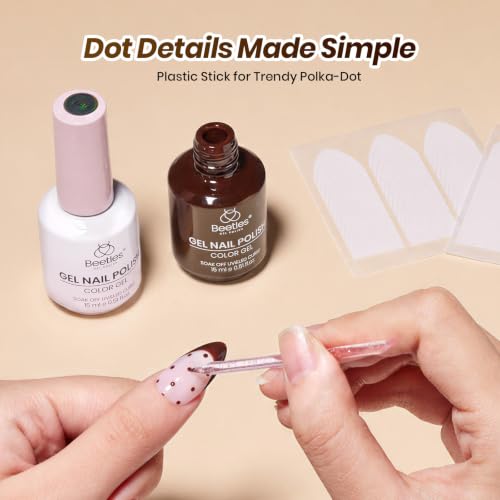 Image of Beetles Espresso French Gel Polish Set, 2 Colors 15ml Easy French Tips Kit | Brown Jelly Nude Pink Fall Colors Polish, French Nail Stickers Soak Off Uv Gel Manicure Nail Art Design