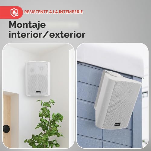 Miniatura 4 de Pyle Sistema De Altavoces Estereo, Portatiles, Resistentes A La Intemperie, Inalambricos, Montaje De Pared, Interiores, Exteriores. Blanco