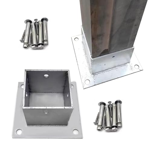 AVLLSO Base della Colonna da Ponte Post ancoraggio per la colonna quadrata in ferro battuto, 2 4 5 pezzi Acciaio inossidabile Heavy Duty Deck Colonna Trim(2 Pack,100x100x80 MM)