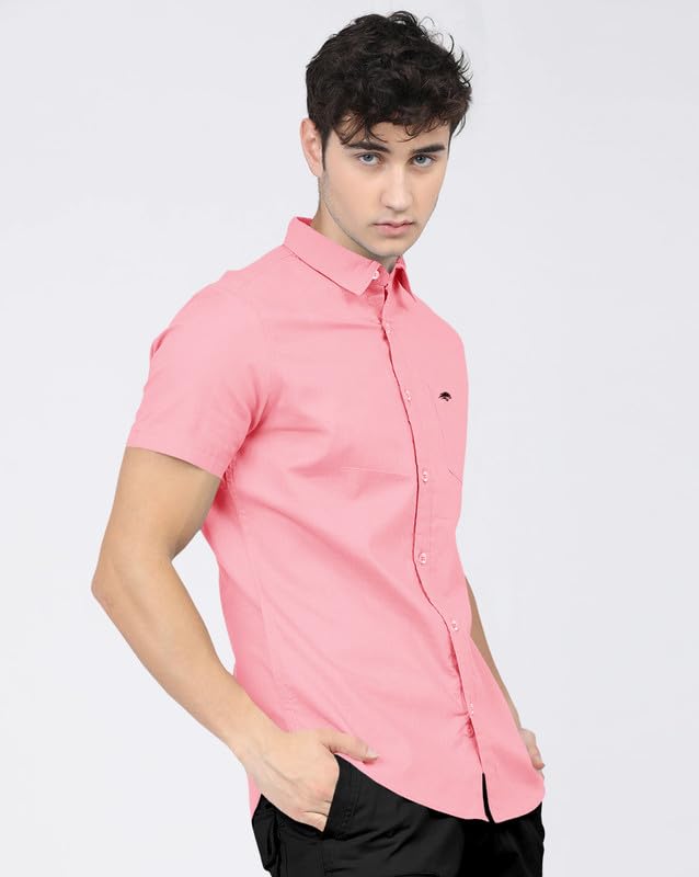 Image of BRUCEWANE Men's 100% Cotton Half Sleeve Shirt