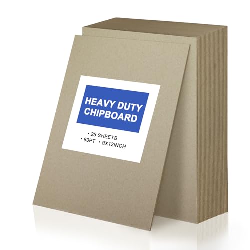 25 Sheets 9 x 12 Inch Book Board Thick Grey Chipboard Sheets...