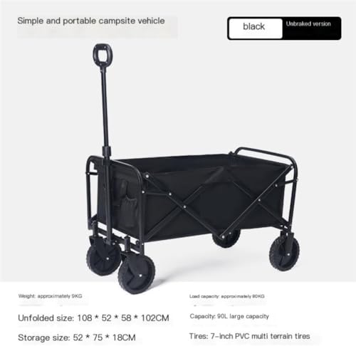 wózek kempingowy, Przenośny, składany kemping na plaży do przygód w terenie(Black)
