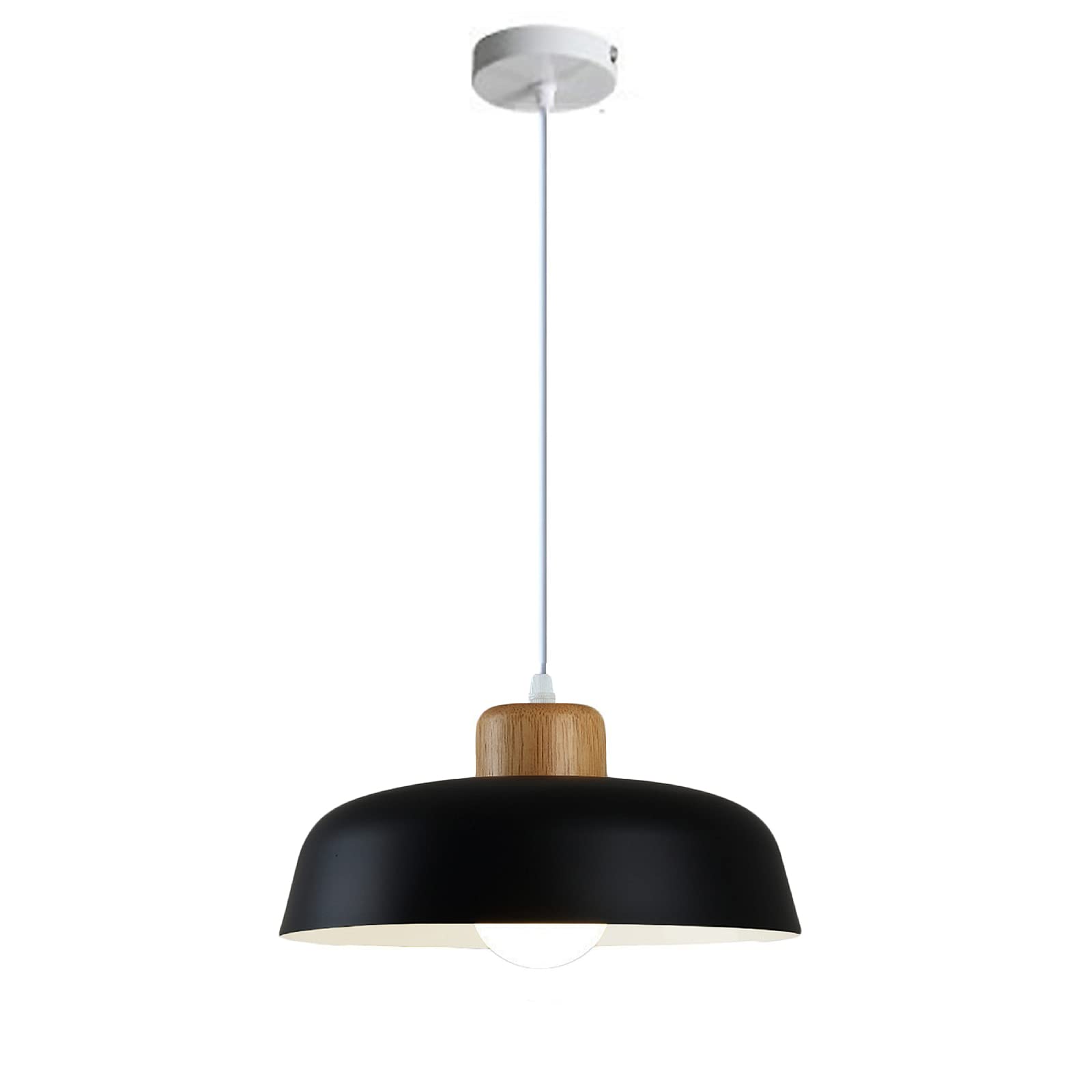 Suspension moderne blanche 18 pouces et bois lustre E26 cuisine