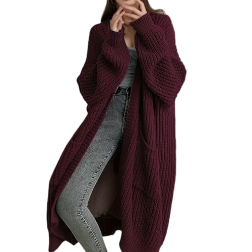Women's Fall Open Front Long Cardigan Lantern Long Sleeve Knit