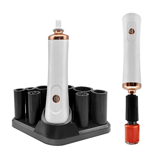 ZLMONDEE Nail Lacquer Shaker Nail Polish Mixer Portable Electric Eyelash Glue Shaker with 2 Connectors and 8 Sizes of Caliber Liquid Evenly Mixer for Eyelash Extension Lash Glue Ink (White)