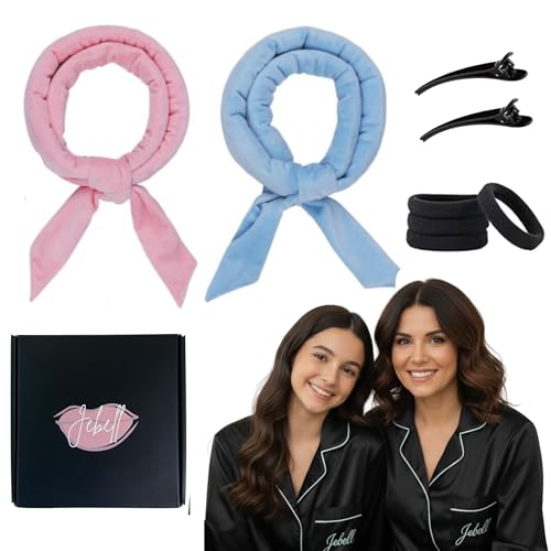 Rizador de Pelo Sin Calor, Pack 2 rizadores de Pelo Terciopelo Premium para Rizos sin Calor, Ondas sin Calor, Rulos pelo, Heatless Curls, Rosa-Azul