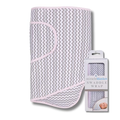 Miracle Blanket Swaddle Wrap, Newborn Baby Swaddle, Pink &amp; Gray Chevron