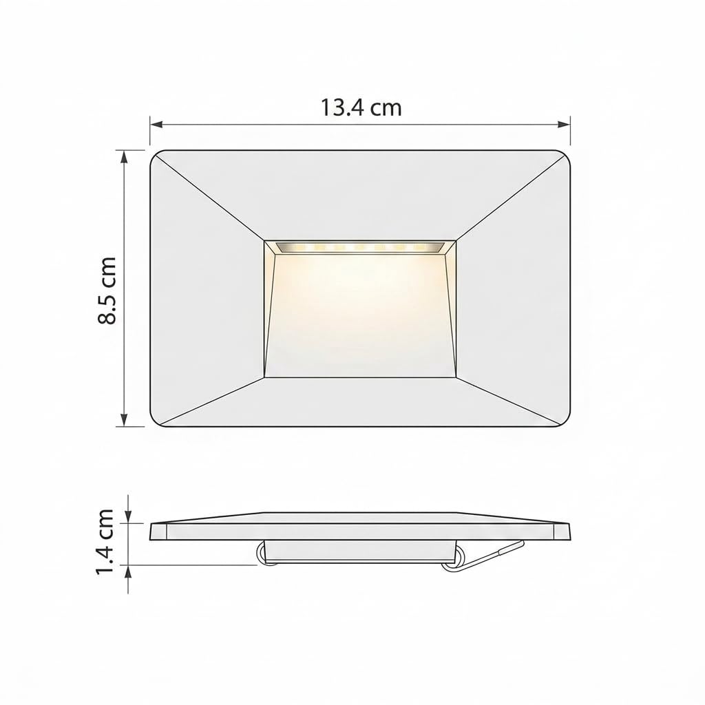 MAKA Faretto Segnapasso LED 3W IP65 da Parete 220V CCT Switch 3000K-6400K 270lm Rettangolare Luce Scala Interno Esterno Illuminazione Segnapasso Moderna (5 Pezzi)