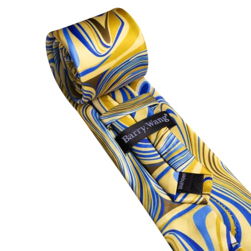Image of Barry.Wang Designer Mens Tie Sets Silk Necktie Pocket Square Cufflinks