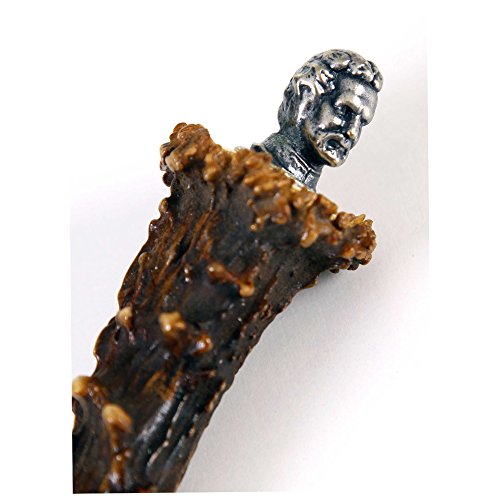 Foto von Almbock Trachtenmesser König Ludwig- handgeschmiedete Klinge aus Solingen, ausgefallenes Design, Rehkronen-Griff, versilberter Kopf, für Lederhose Jagdmesser