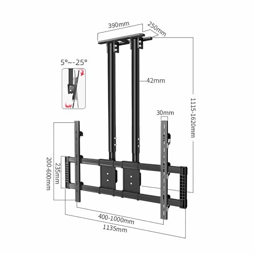 Support TV plafond inclinable pour éliminer les reflets sur grand écran - 3
