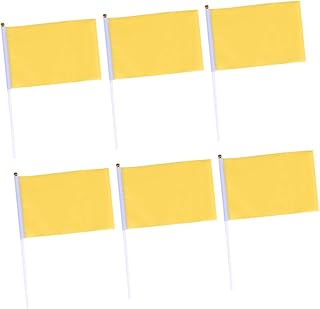 UKCOCO 50piezas Bandera Ondeando Mano De Color Sólido Amarillo Banderines Cuadrados Mini Para Fiestas y Celebraciones