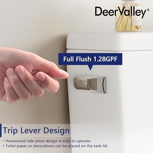 Image of DeerValley One-Piece Comfort Height Toilet Single Flush 1.28 GPF Water-Efficient Elongated Bowl with Soft-Close Seat