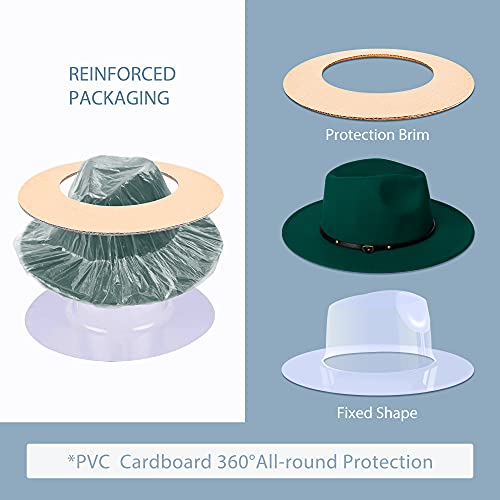 Image of Wide Brim Fedora Hats for Women Mens Felt Fedora Hats With Belt Buckle