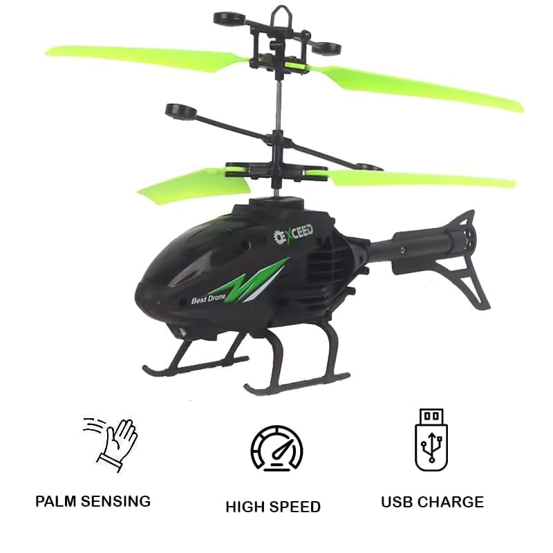 Image of Flying RC Helicopter Toy for Kids - Hand Induction & Gravity Sensor - Rechargeable with Remote Control - Indoor & Outdoor Use - Multicolor (Ages 4+)
