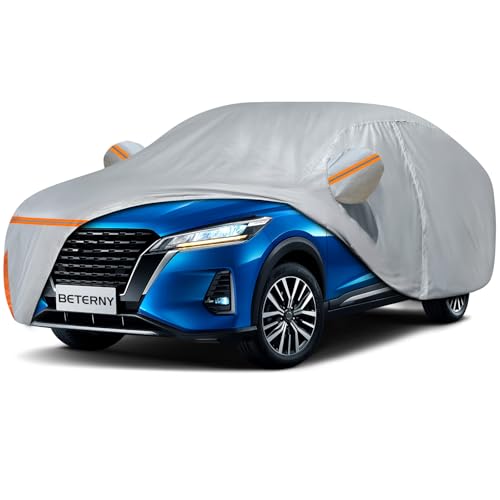 Image of Car Cover for 2016-2026 Nissan Kicks, Waterproof Custom-fit All Weather Sun Rain UV Dust Snow Protection Outdoor Kicks Full Car Cover with Door Zipper and Cotton Lining-Grey